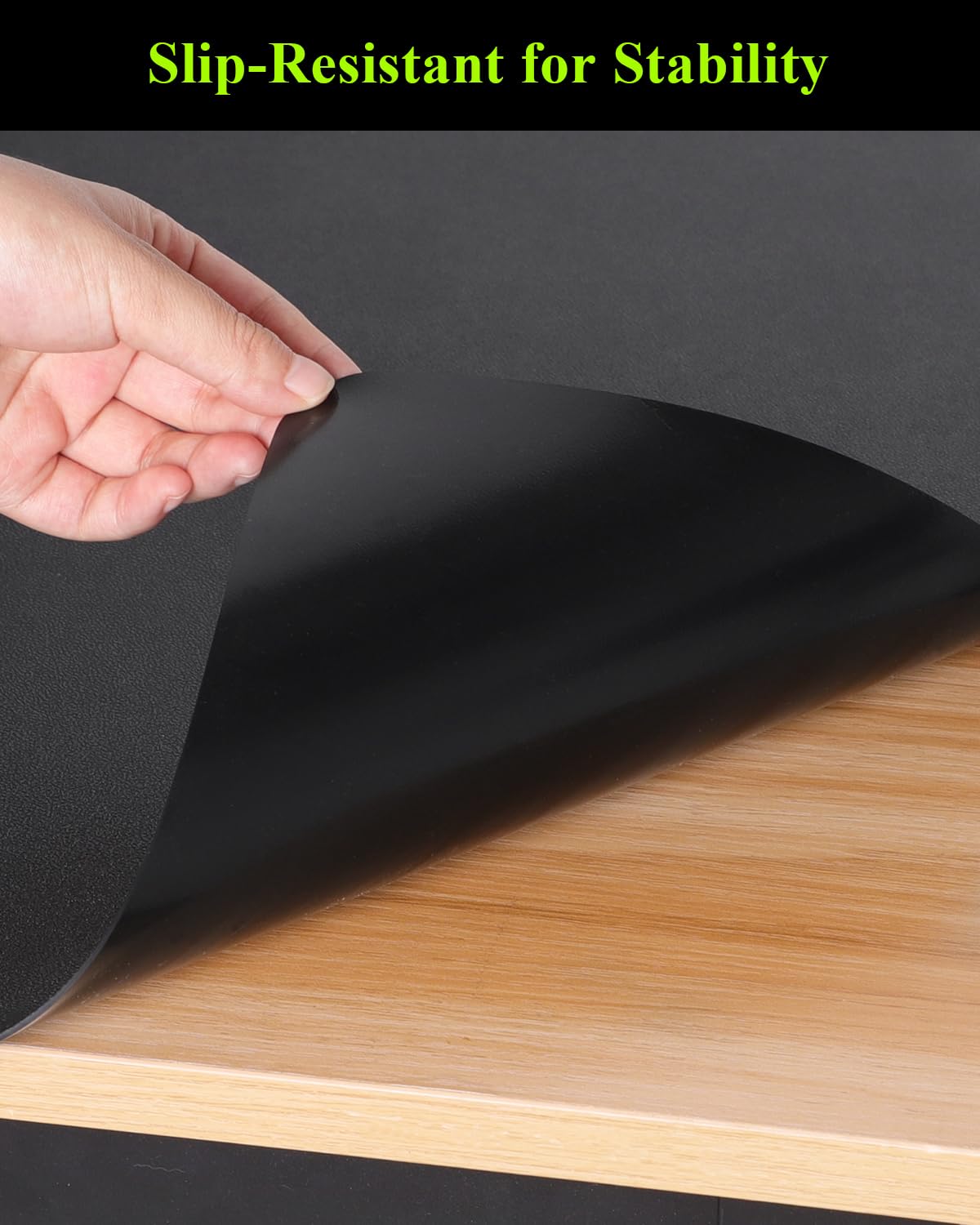 Furkit Black Plastic Table Cover Protector, 54" x 54" Waterproof Easy Flat PVC Desk Pad Mat, 1.5mm Thick Waterproof Vinyl Table Top Protector for Dining Room Table, Office, Dresser