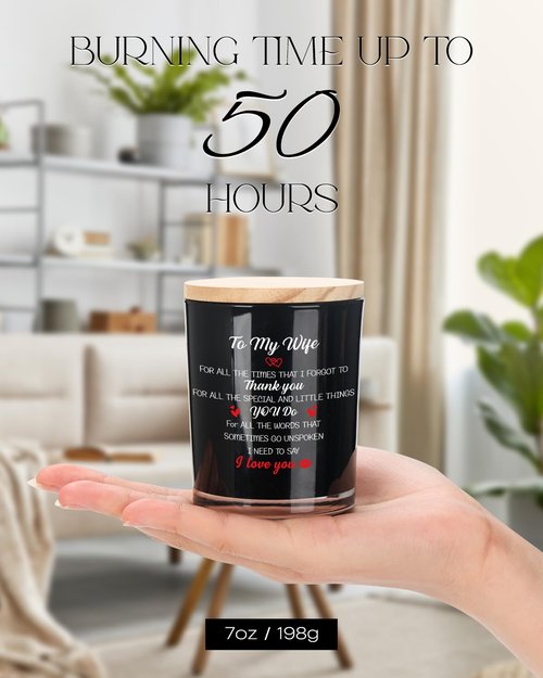 BeauGift Valentines Day Gifts for Her Wife, Birthday Anniversary Candle Gift for Women from Husband, Best Wife Ever Gifts with Healing Crystal Romantic I Love You Presents