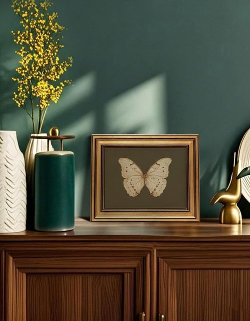 MakeRight Gold Framed Butterfly Canvas Art - Vintage Wall Decor for Kitchen, Bedroom & Living Room