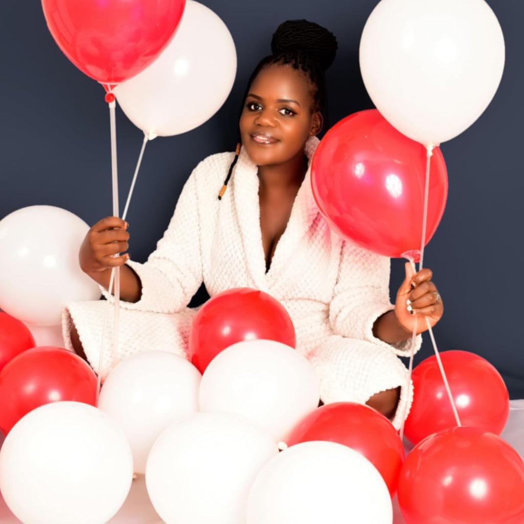 Skiennix 100pcs Red & White 12-Inch Latex Balloons - Perfect for Mother's Day, Valentine's, & Weddings
