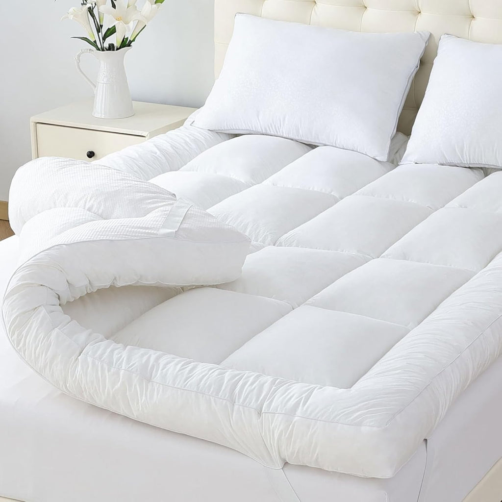 WhatsBedding 5-Inch Memory Foam Mattress Topper - Queen Size for Back Pain Relief | Soft & Breathable Support