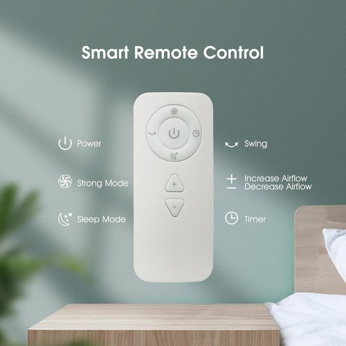 Bladeless Tower Fan - HEPA Filter & 80° Oscillation | Remote Control, 9 Speeds, 8H Timer, White