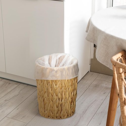Dimeho Wicker Trash Can Small Waste Basket Water Hyacinth Wicker Garbage Can Office Garbage Cans Boho Woven Decorative for Home Bedroom Office Kitchen Living Room