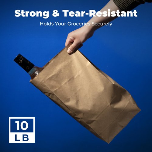 Fit Meal Prep 200 Pack 10 lb Brown Paper Lunch Bags, 13.2 x 6.3 x 4" Premium Kraft Paper Bags Bulk for Small Business, Recyclable Paper Snack Sacks, Durable Grocery Bag for Food Storage, Packing