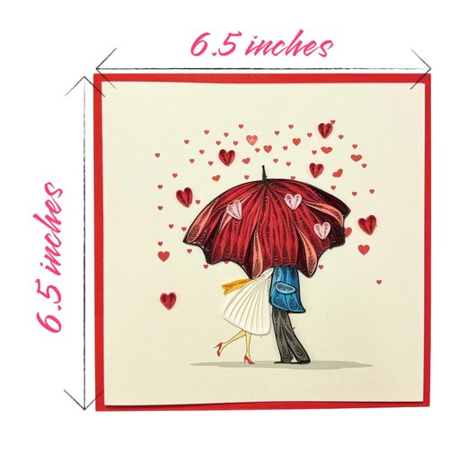 HAIANCO Handcraft Quilling Love Greeting Card for Him, Her, Gift for Husband, Wife, Boyfriend, Girl friend, Romantic Card for Valentine's Day, Anniversary, Blank Inside, Includes Envelope.