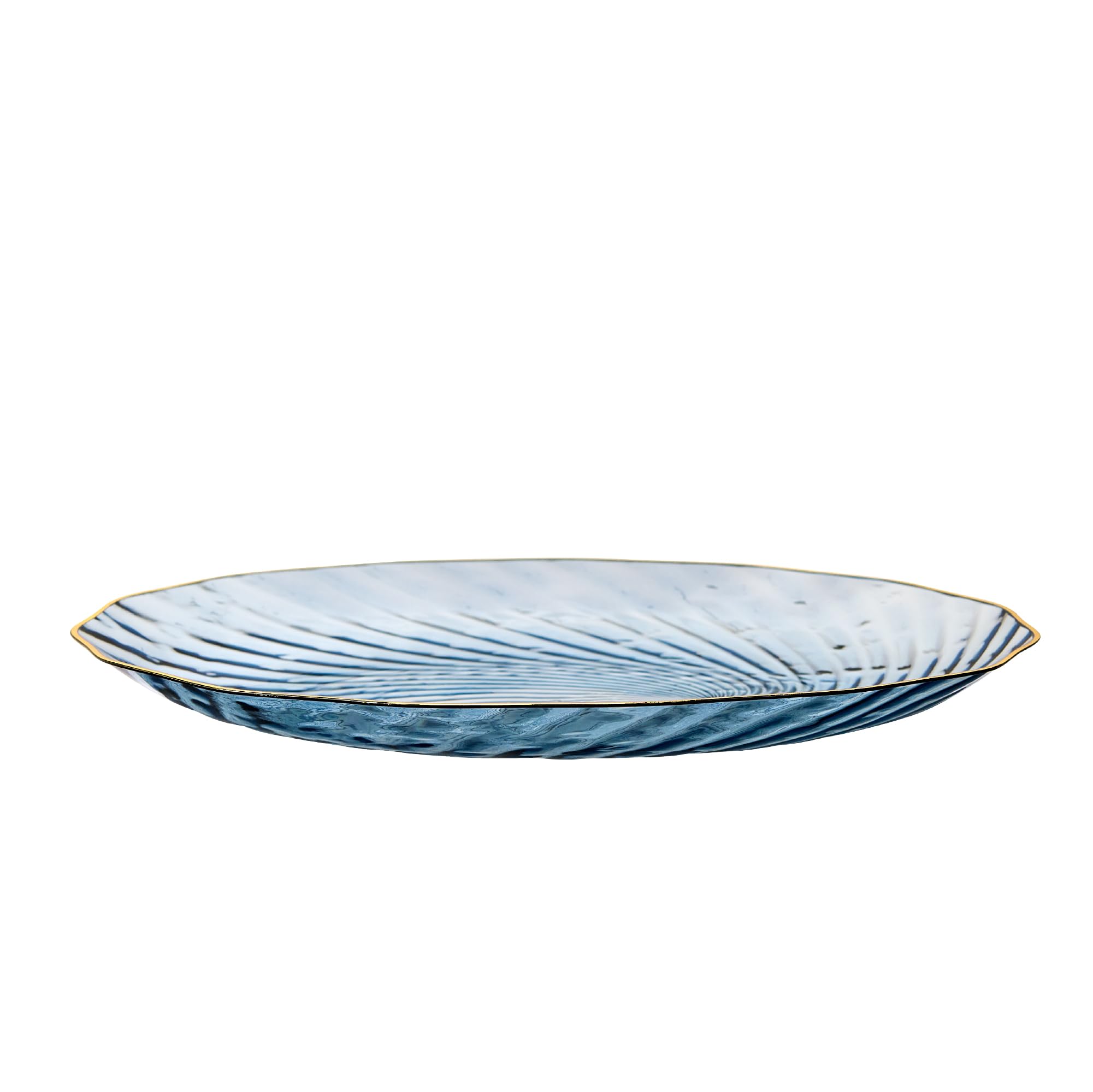 PLASTICPRO 120 Pack Plastic Plates Set of 60-10 inch Plates and 60-7 inch Plates, Elegant Clear Blue Spiral and Gold Rim Disposable Fancy Plates Premium Heavyweight