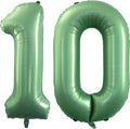 GOER Jumbo Number 10 Balloons - 42 Inch Sage Green Foil Helium Balloons for 10th Birthday & Anniversary