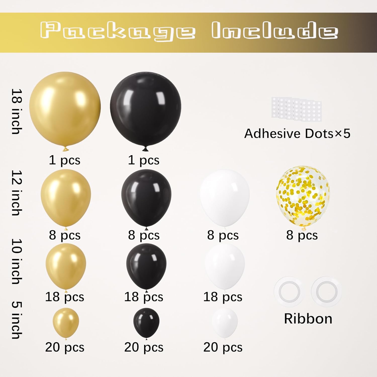 Voircoloria 148-Piece Black and Gold Balloon Garland Arch Kit | Perfect for Graduation, Birthday, and New Year Celebrations
