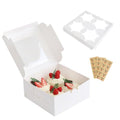 HUFEII 30 Pcs Bakery Boxes with Clear Window, 6.3x6.3x3 Inches, Food Grade Materials, Easy Assembly - Containers for Cupcakes, Cookies, Candies, and Baked Goods