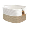 Comfy-Homi Cotton Rope Woven Storage Basket - Decorative Organizer with Handles | 13.5"x11"x9.5" - Light Brown