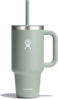 Hydro Flask Travel Tumbler with Handle, Lid and Straw - Insulated Stainless Steel in 32 Oz Agave
