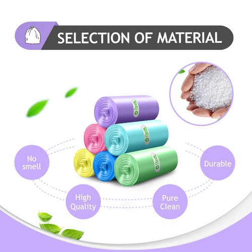 4 Gallon 300pcs Strong Trash Bags Colorful Clear Garbage Bags, Bathroom Trash Can Bin Liners, Small Plastic Bags for home office kitchen, fit 12-15 Liter, 3,3.5,4.5 Gal,Multicolor