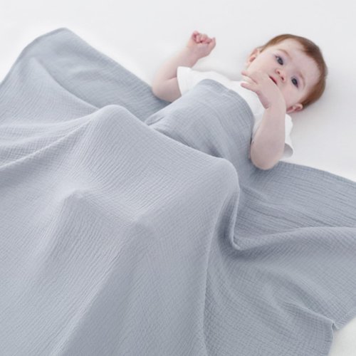 2 Pack Muslin Swaddle Blankets for Baby, 100% Cotton 40x40 Inches - Elegant Light Blue & Misty Blue, Soft Breathable Newborn Swaddle for Infants/Toddlers, Multi-Use Receiving Blanket