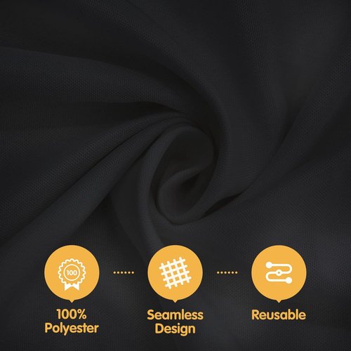 BRILLMAX 90-Inch Black Round Tablecloths - 10 Pack, Water & Stain Resistant 150 GSM Polyester for Weddings & Events