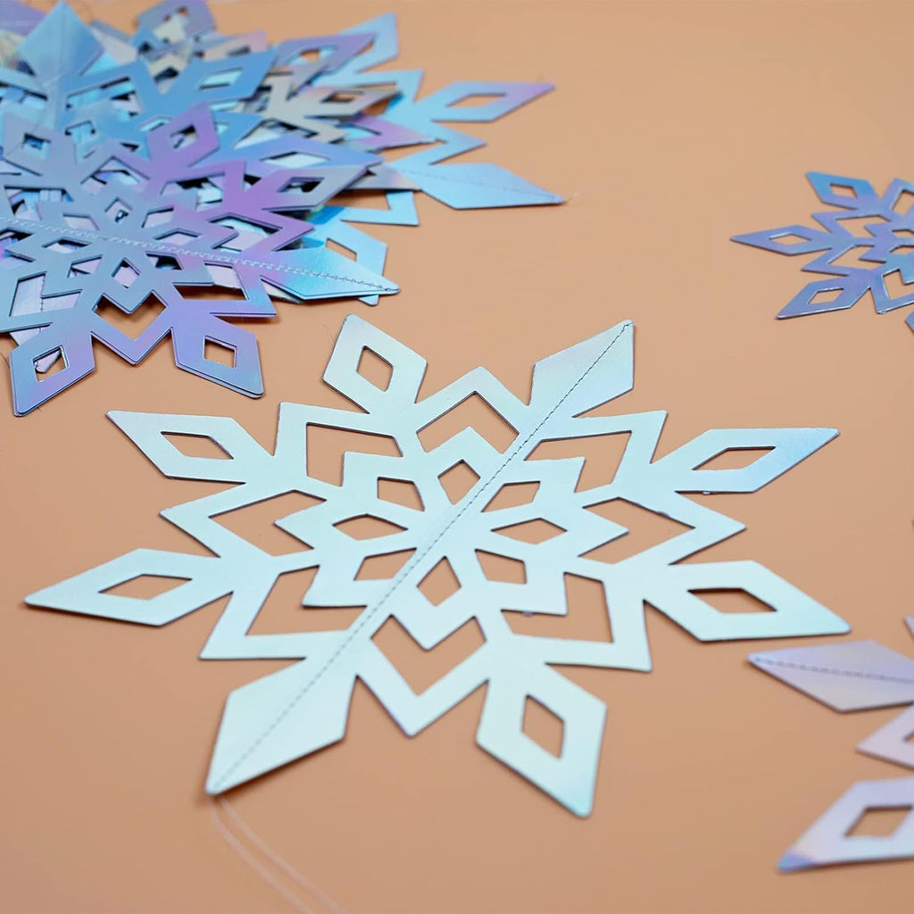OuMuaMua Christmas Snowflake Decorations - 15pcs 3D Iridescent Laser Paper Snowflakes for Holiday Decor