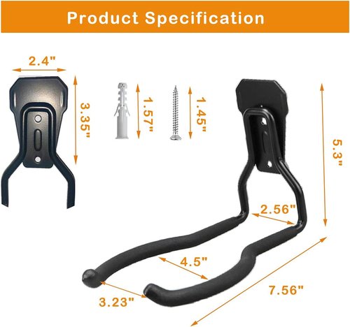 Garden Power Tool Hanger - Durable Garage Wall Hooks for Weedeater & String Trimmer | Black, 3 Pcs
