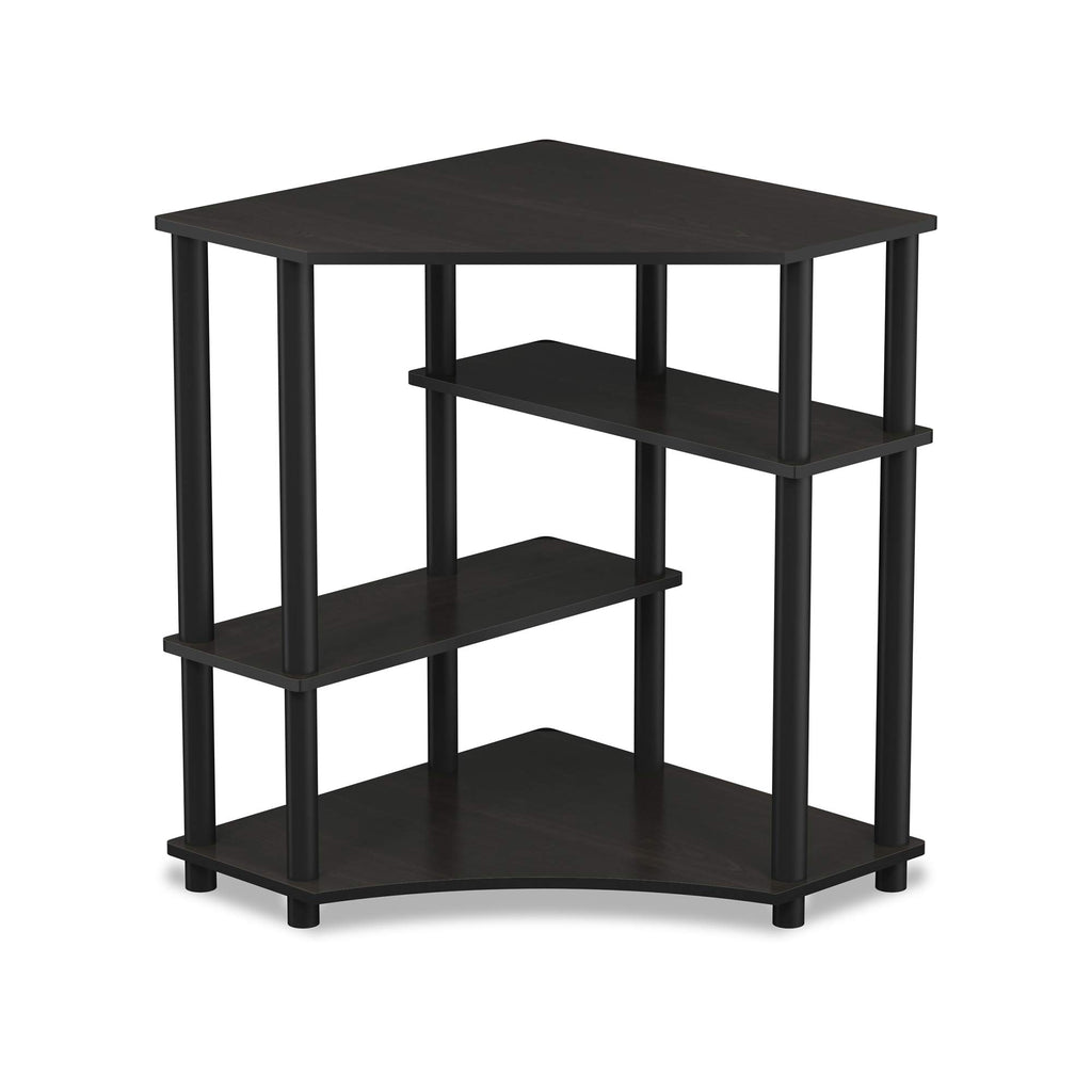 Furinno TURN-N-TUBE Desk, Gaming Desk with Shelves, Corner Computer Desk with Shelves, Office Desk, Space Saving, For Home Office, Bedroom, Espresso