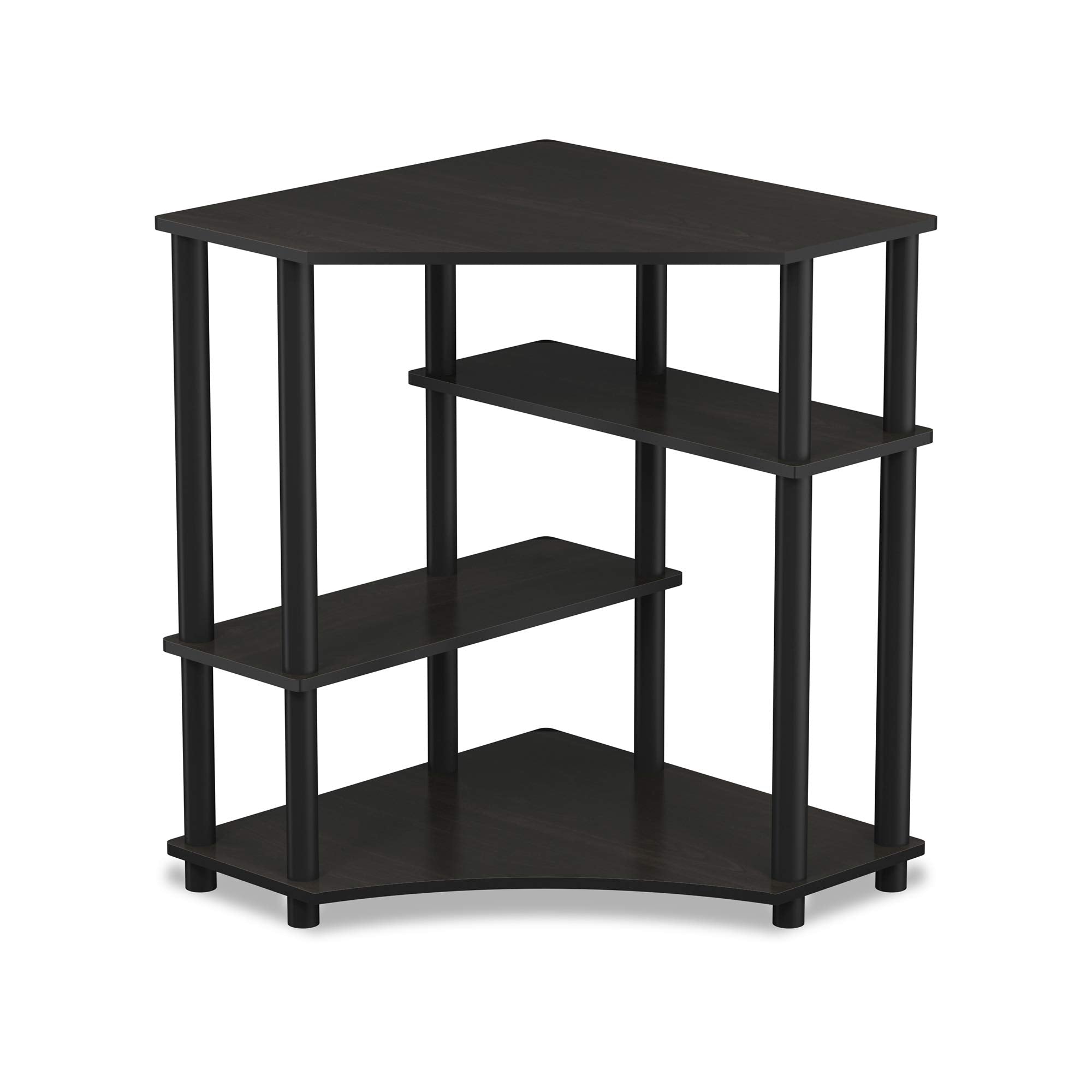 Furinno TURN-N-TUBE Desk, Gaming Desk with Shelves, Corner Computer Desk with Shelves, Office Desk, Space Saving, For Home Office, Bedroom, Espresso