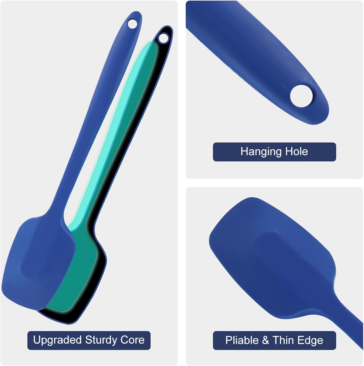 Skiennix Premium 5-Piece Silicone Spatula Set - 446°F Heat Resistant for Nonstick Cookware & Baking
