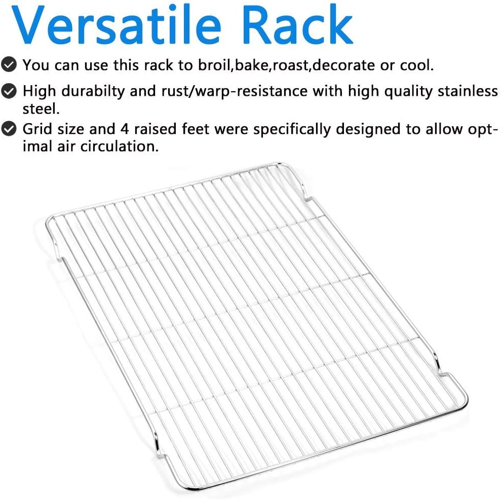 Regine Switzerland Cookie Sheet and Cooling Rack Set - 16-Inch Stainless Steel Bakeware, Non-Toxic & Easy Clean