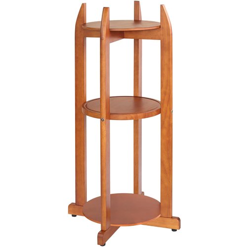 Natural Solid Wood Water Dispenser Stand (32.8"Hight-11.2"Wide) Ceramic Water Dispenser Floor Stand, 5 Gallon Water Jug Stand with 3 Round Shelfs Included for 1-5 Gallon Water Bottles/Crocks/Water Jug