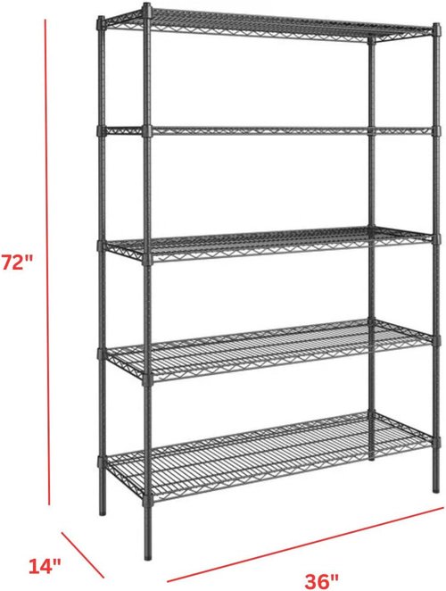 5-Tier Metal Adjustable Garage Storage Shelving Unit by [Brand Name] - Freestanding Wire Design (36 in. W x 72 in. H x 14 in. D)