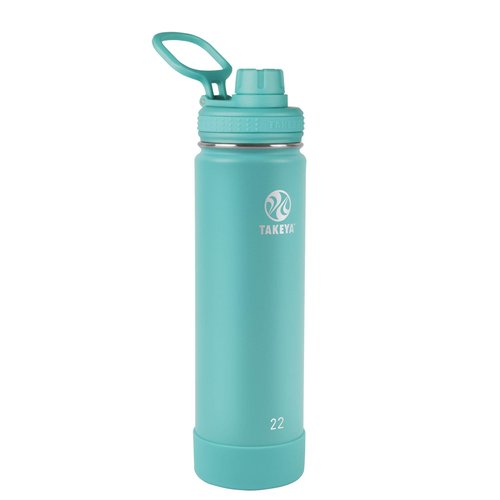 Takeya Actives Stainless Steel Water Bottle, Insulated Spout Lid, Keeps Drinks Cold 24 Hrs, Leakproof, Durable, Dishwasher Safe, Ideal for Gym, Travel, Fits Most Cup Holders, 24 oz/Arctic