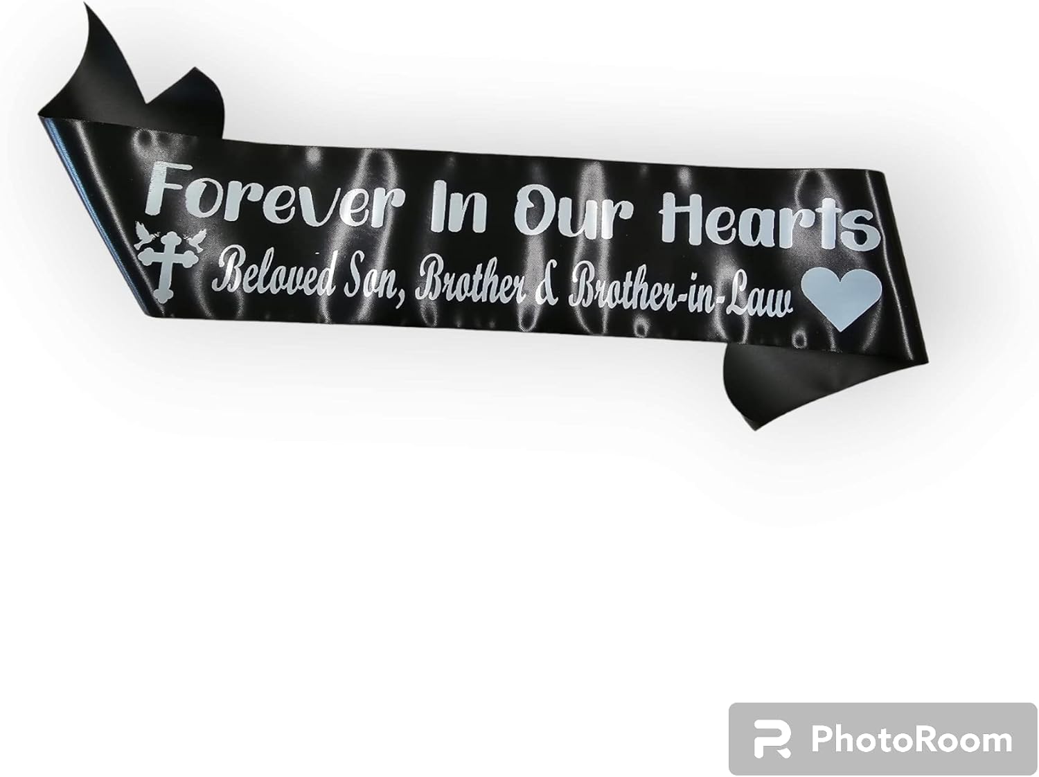 Regine Switzerland Personalized Memorial Funeral Sash - In Loving Memory for Casket or Wreath (White)