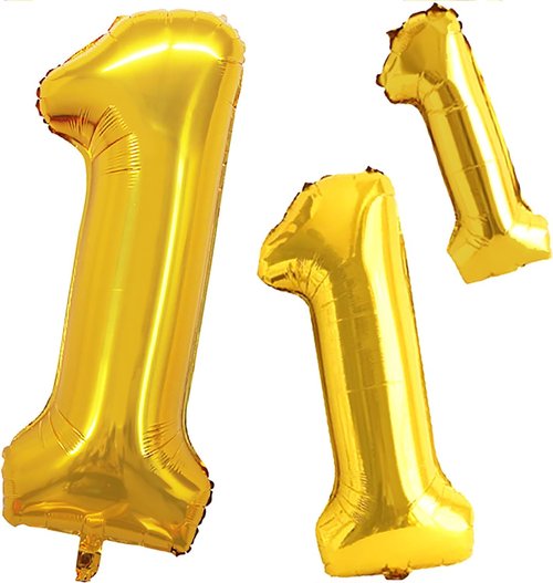 GOER Gold Foil Number Balloons - Huge 1st Birthday Party Decorations | 3 Pack (42", 32", 16")