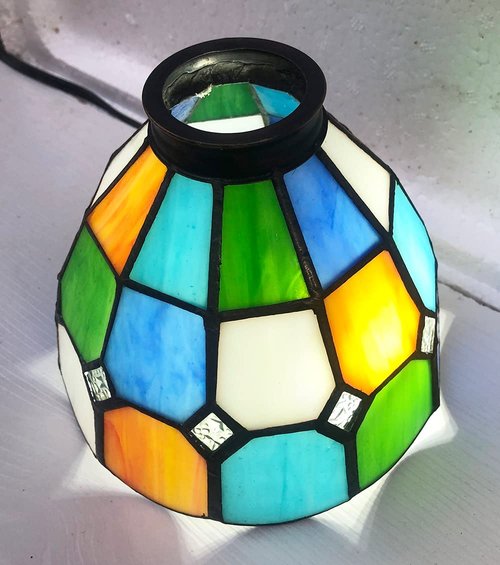 HUIMEIJU Multicolored Stained Glass Lampshade, 2-Piece Set - Fan Shaped, Tiffany Style Replacement