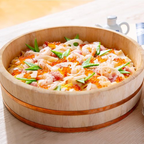 TIKUSAN Wooden Hangiri Sushi Rice Mixing Tub Copper Band with Lid Made in Japan Made of Sawara Cypress Sushi Rice Bowl with Lid Sushi Oke (10.6" (27cm))
