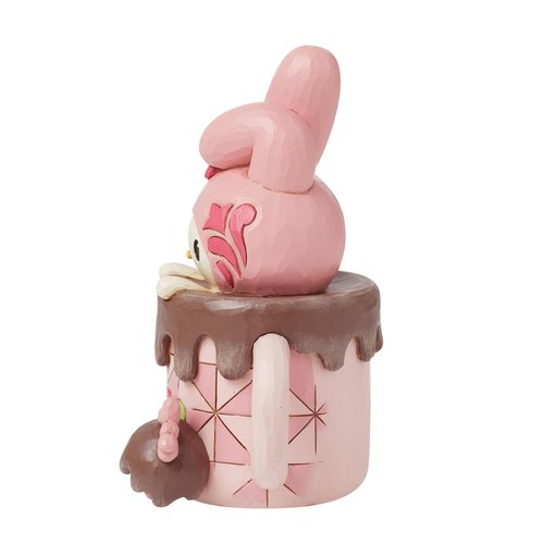 Enesco Sanrio by Jim Shore My Melody in Hot Cocoa Cup Personality Pose Figurine- Stone Resin Hand Painted Crafted Collectible Hello Kitty Figurines Home Decor Statue, 5 Inch
