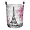 Gbuzozie 38l Round Laundry Hamper Retro Paris Eiffel Tower Storage Basket Waterproof Coating Organizer Bin For Nursery Clothes Toys