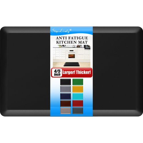 4/5 Inch Thick Kitchen Mat - Cushioned Anti Fatigue Mats for Kitchen Floor - Easy to Clean, Waterproof, Non-Slip Kitchen Rug for Sink, Office, Kitchen (20''x32'' Black)