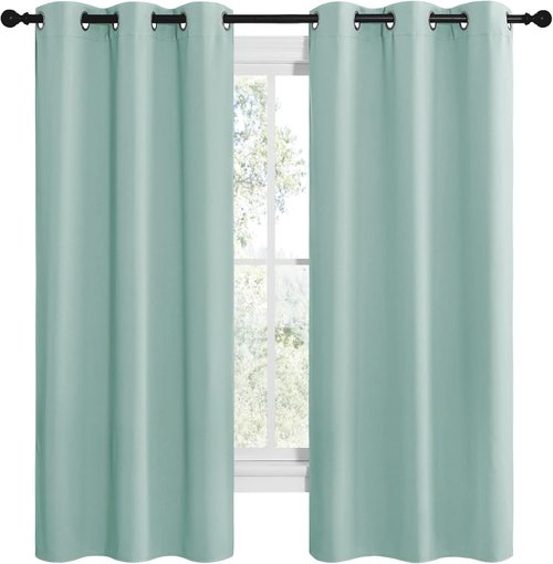 NICETOWN Aqua Blue Room Darkening Curtains - Thermal Insulated Grommet Drapes, 42" x 68" (Set of 2)