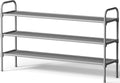 Kitsure Extra-Long Shoe Rack - Stackable 3-Tier Organizer for Closet & Entrance | 39" Wide, Grey