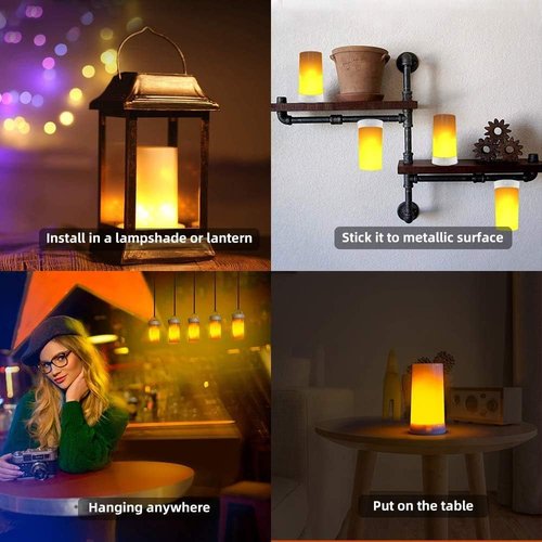 LED Flame Effect Fireplace Light - USB Rechargeable Flameless Candle with Remote & Timer | 2 Pack