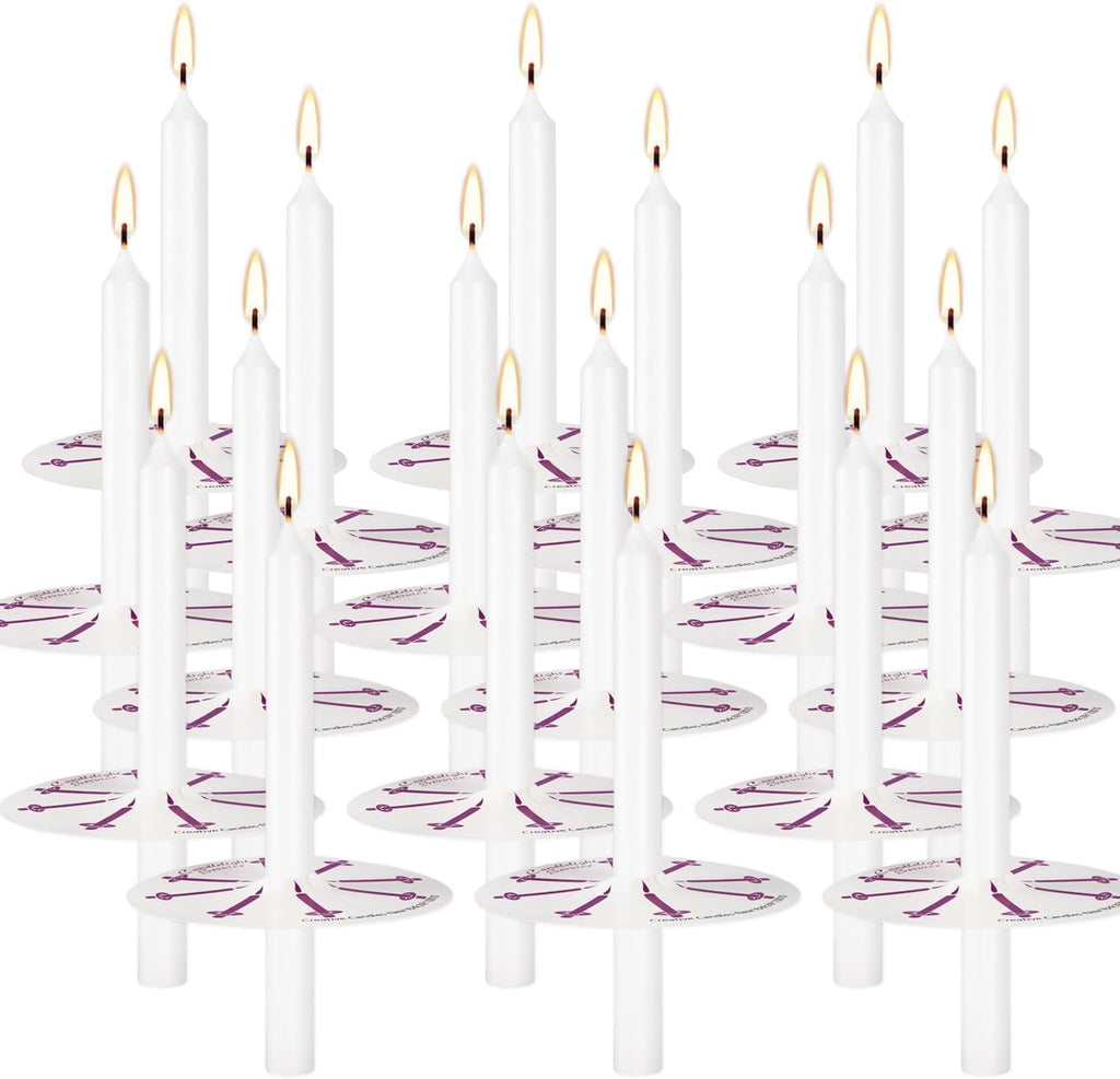 YOROXRG Unscented White Church Candles - 200 Pcs with Drip Protectors for Vigil Services | 5" H x 1/2" D