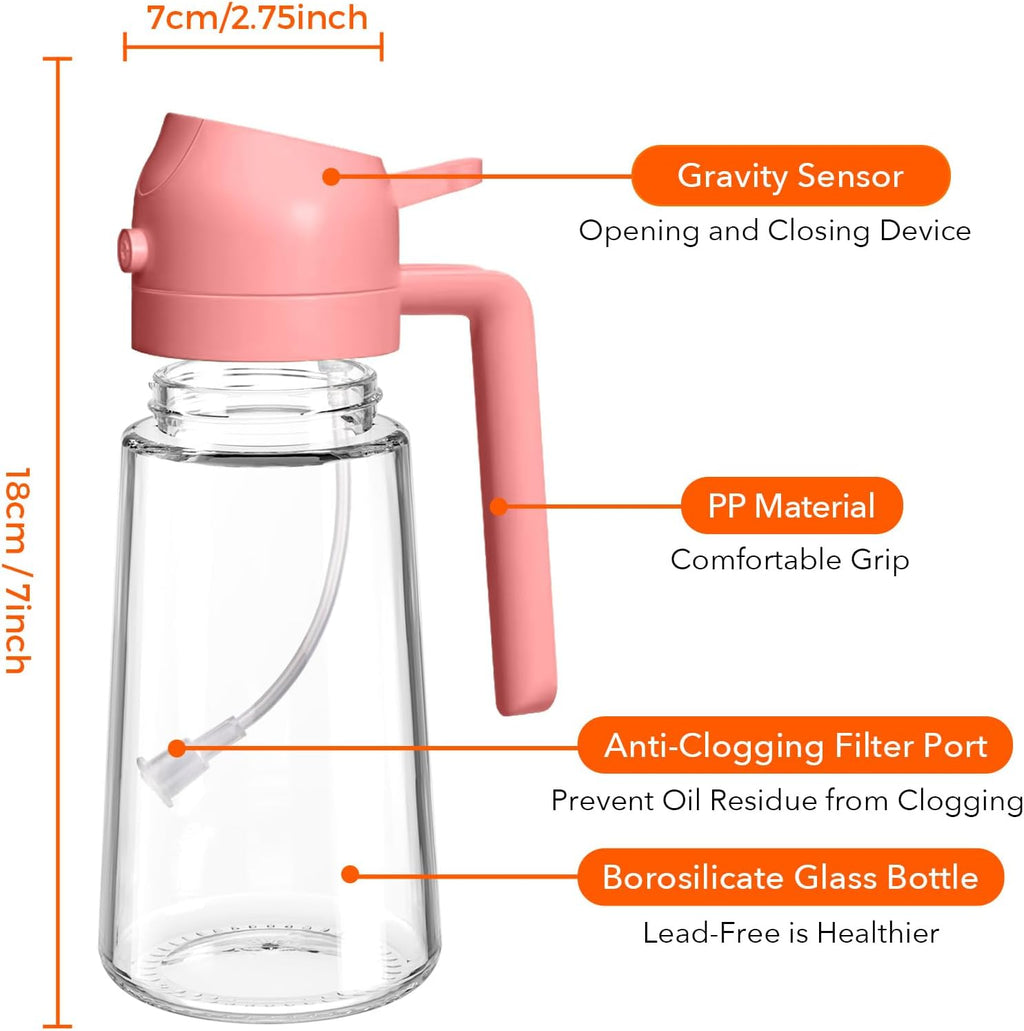 YARRAMATE Oil Sprayer - 16oz Food-Grade Premium Olive Oil Dispenser for Cooking | Pink
