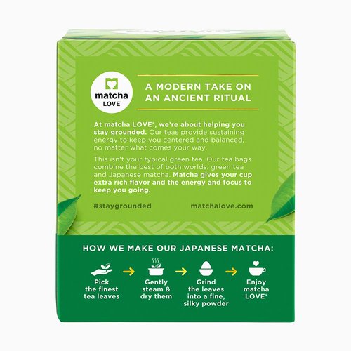 Matcha Love Japanese Matcha + Green Tea, 10 Premium Tea Bags (Pack of 6)