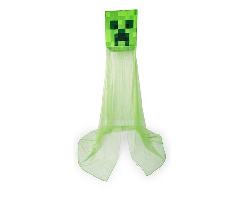 Minecraft Green Creeper Kids Bed Canopy Curtains for Ceiling, Hanging Mosquito Netting | Play Room Accessories, Cover for Nursery Baby Crib | Official Video Game Home Decor Collectible