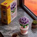 Serene Hydrangea Artificial Purple Floral Arrangement - Chic Desk & Window Planter