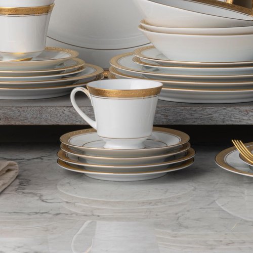 Noritake Crestwood Gold Set of 4 Tea Cups, 8 oz.