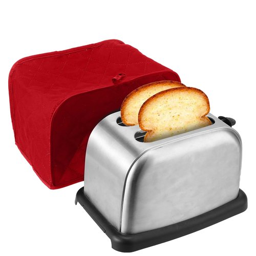 Toaster Cover 2 Slice, Two Slice Bread Machine Cover Quilted Toaster Covers Bread Maker Cover Universal Size Kitchen Appliance Cover Polyester and Cotton Quilted, Dust and Fingerprint Protection, Red