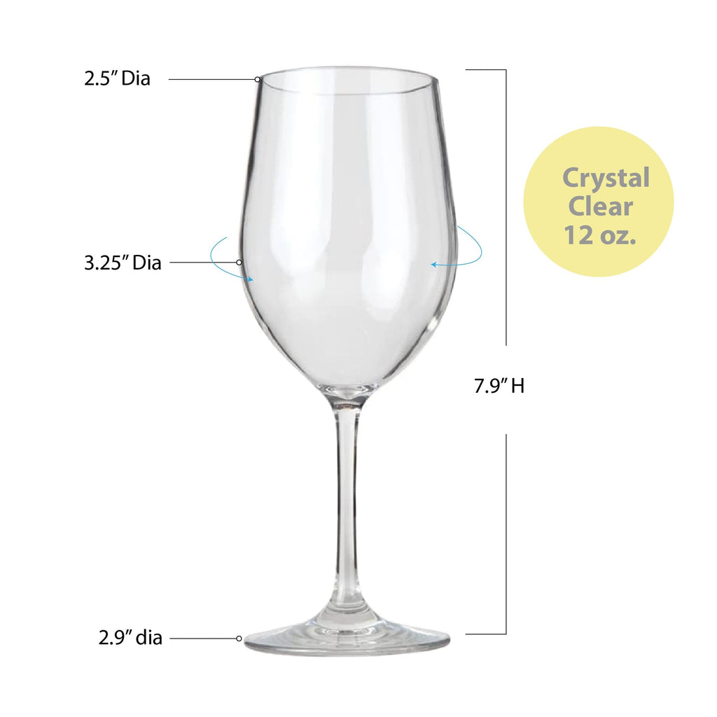 Lily's Home Unbreakable Chardonnay Wine Glasses, Made of Shatterproof Plastic and Ideal for Indoor and Outdoor Use, Reusable 12oz. Set of 4