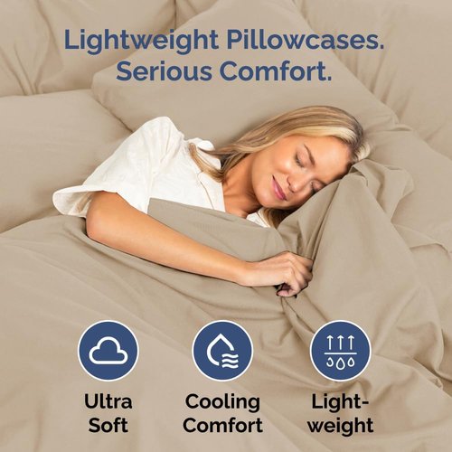 King Standard Pillow Cases - Soft Hotel Quality Pillowcase Covers | 4-Piece Set in Cream - Machine Washable