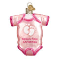Old World Christmas Pink Baby Onesie Glass Blown Ornament for Christmas Tree, Handcrafted Holiday Decoration, Baby’s First Christmas Collection