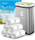 Teivio 8 Gallon Unscented Trash Bags - 300 Count Thick Plastic Liners for Home & Office | Clear