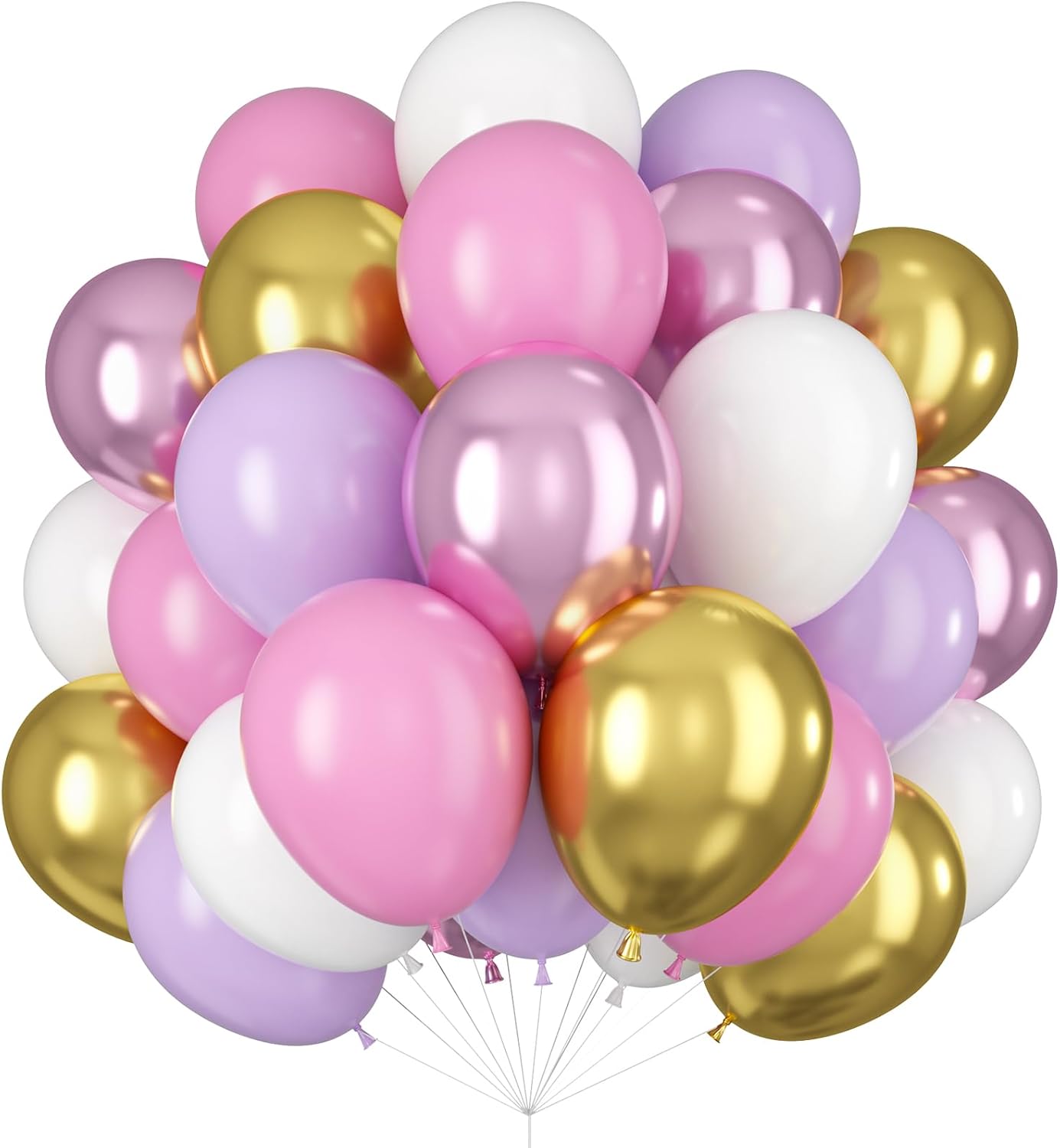 Skiennix 60-Piece Pastel Purple Pink Latex Balloons - 12-Inch Butterfly Birthday Party Decor