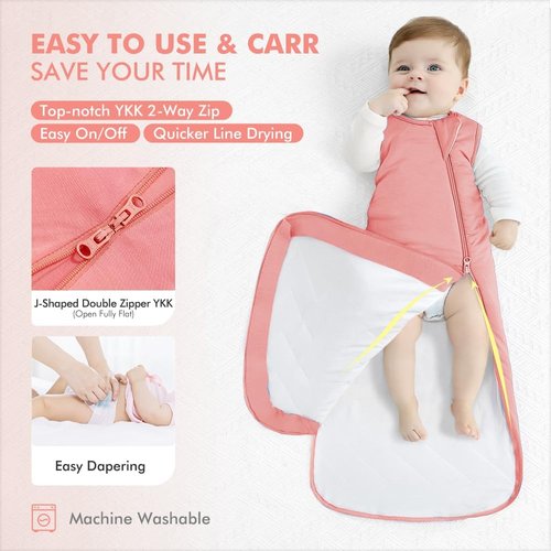 HAPIU Baby Sleep Sack - Unisex Bamboo Rayon, 2-Way Premium Zipper, TOG 1.0 | Comfortable Wearable Blanket